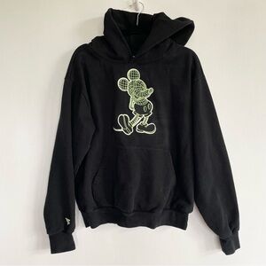 Disney x Faze Mickey Mouse on the Grid Hoodie Black Neon Green Unisex Jacket M